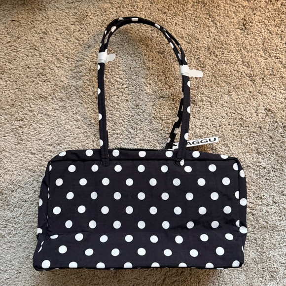 BAGGU Black Polka Dot - Medium Nylon Bowler Bag
